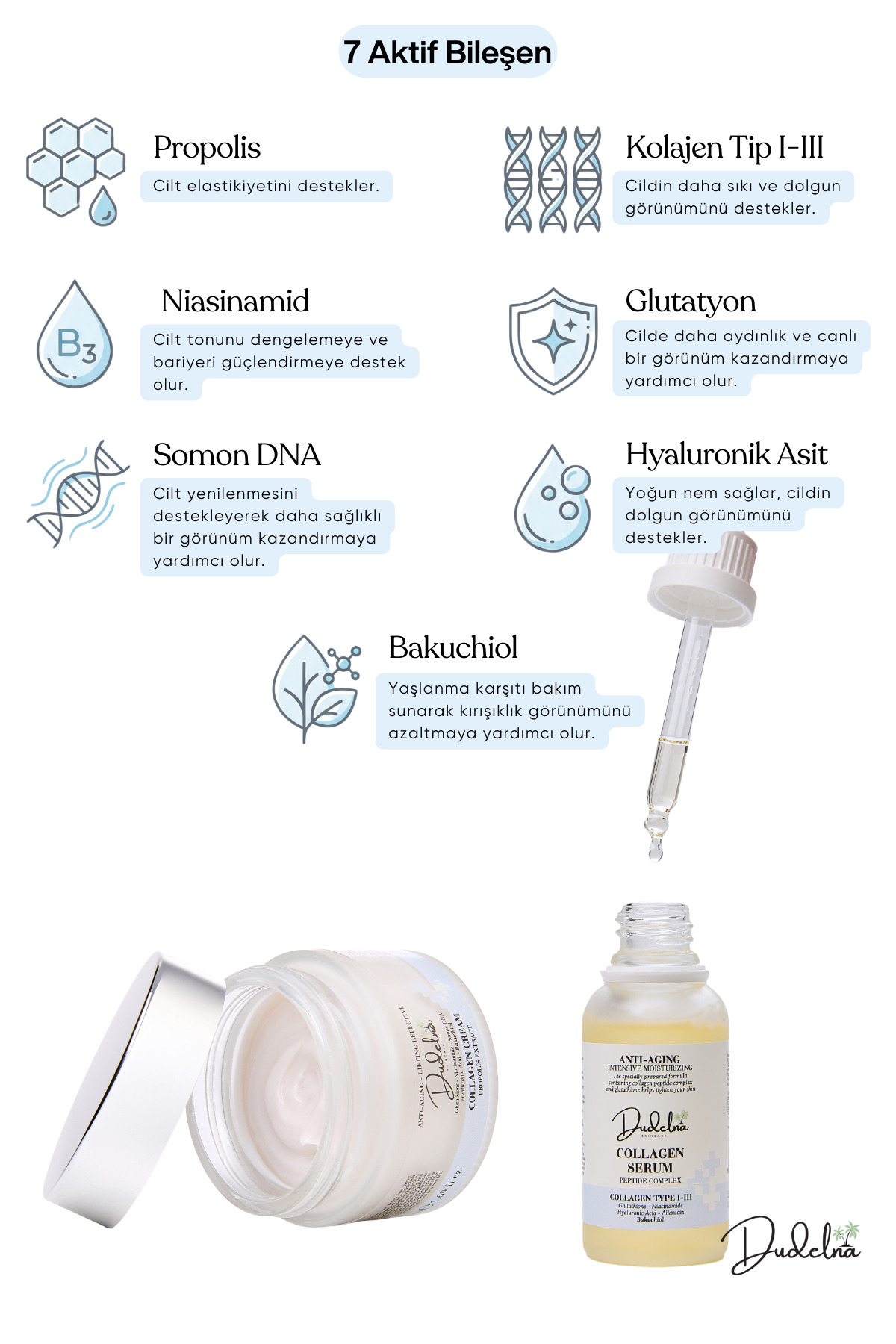 Kolajen Krem & Serum Seti | Yoğun Nem | Peptit Kompleks Anti-Aging Lifting Etkili Yüz & Cilt Bakımı — dudelnaset001 — تصویر 2 از 5
