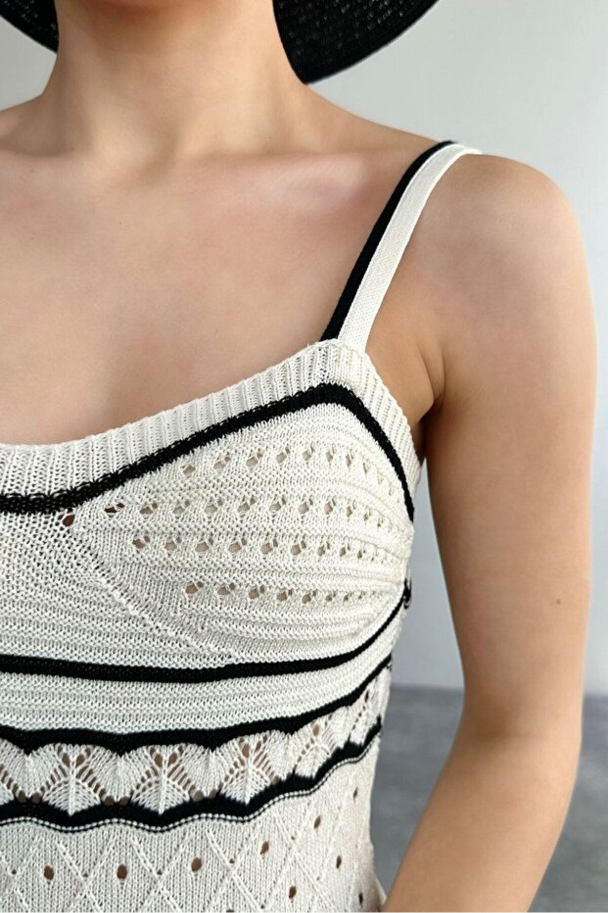 Damen Lochmuster-Langes Kleid - Görsel 8