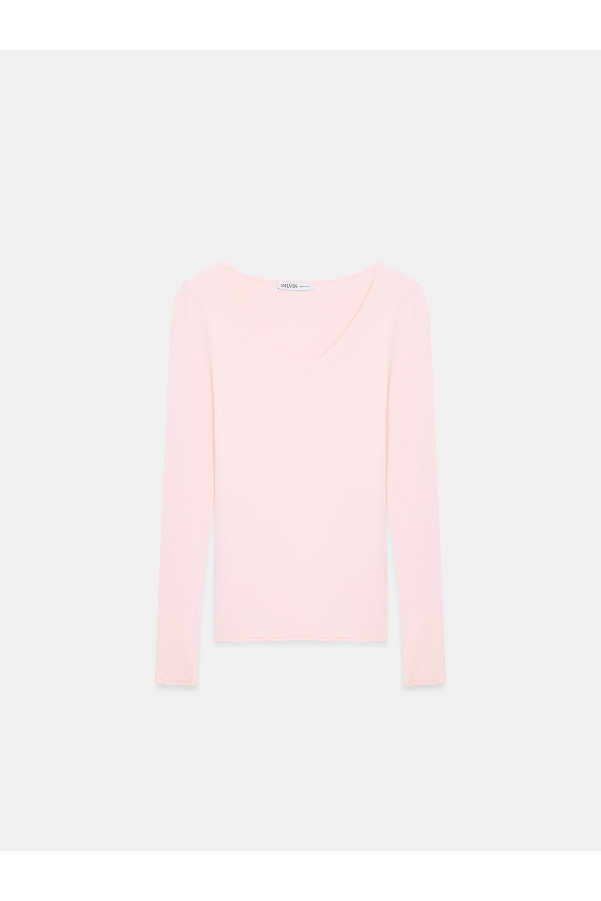 Dilvin 10842 V Yaka Kaşmirli Ultra Hafif Triko Kazak-Toz Pembe görsel 5