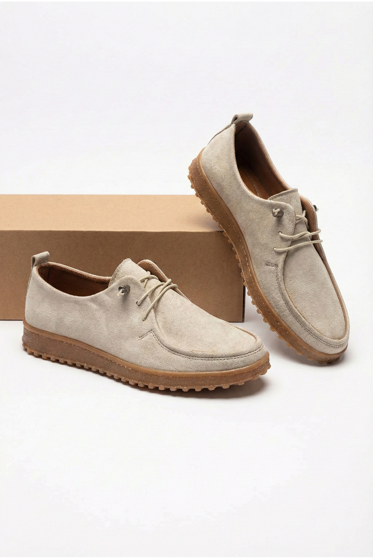 Step Stones  Kadın Süet Laofer - Makosen | Günlük, Rahat, Klasik, Bağcık Detaylı, Kauçuk Taban - Full Ortopedik - Görsel 2