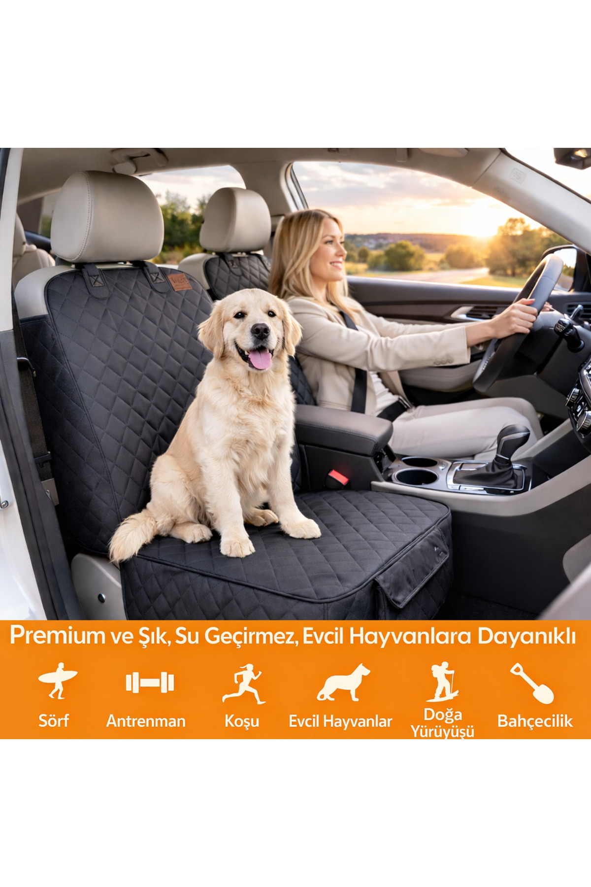 HAEGS Evcil Hayvan Oto Ön Koltuk Kılıfı - Araç Köpek Koltuk Koruma Örtüsü, Oto Koruyucu Kılıf, Siyah fotoğrafı 3 (önizleme)