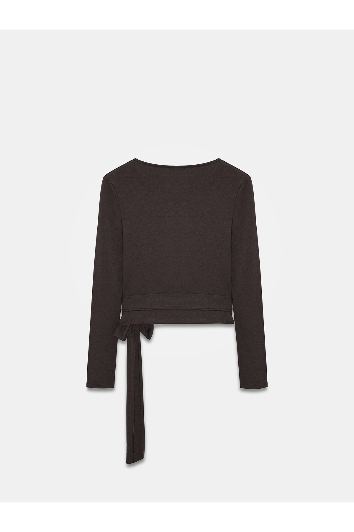 Dilvin  32645 Uzun Kollu Kruvaze Top-Koyu Kahve - Görsel 6