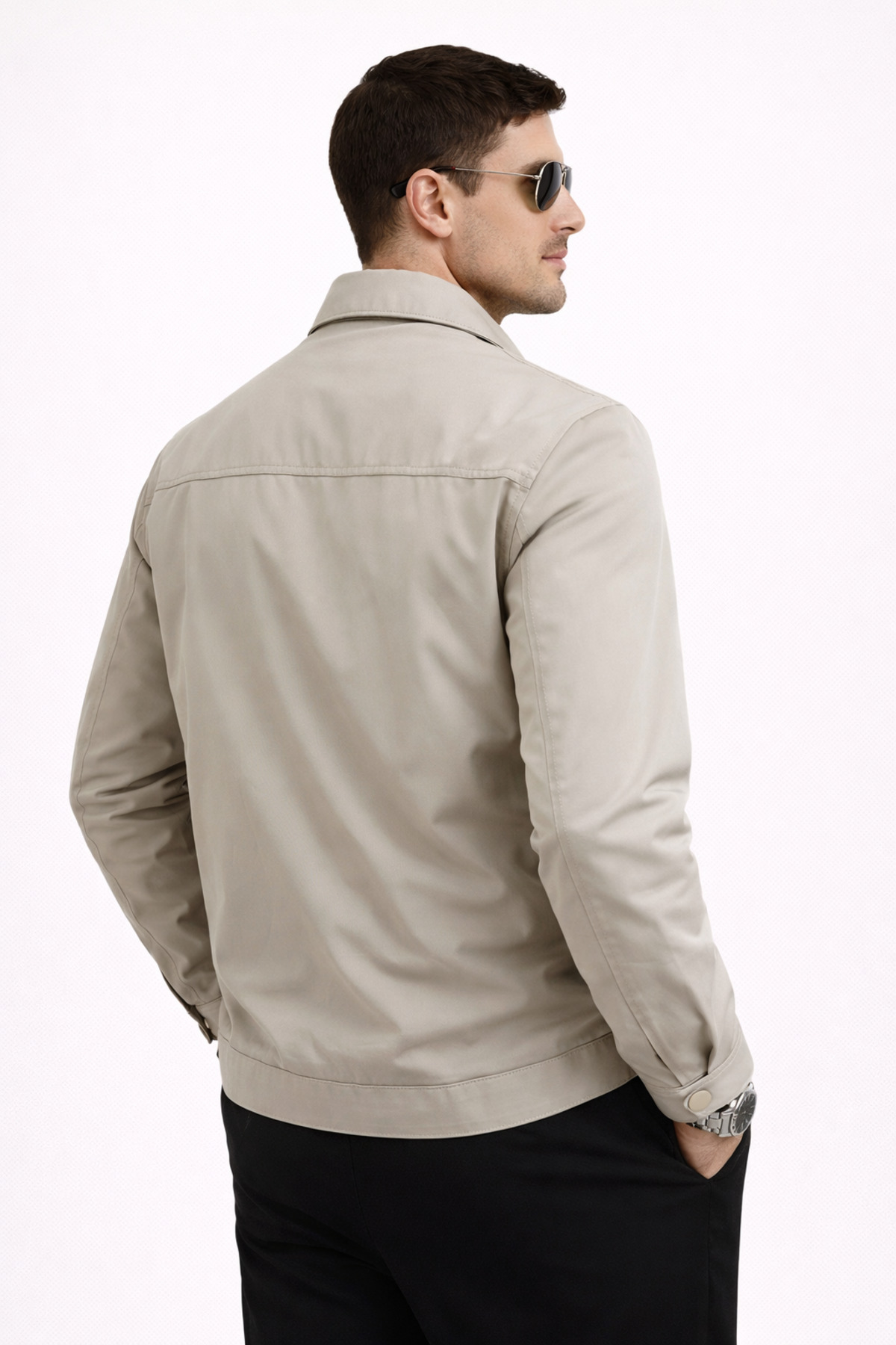 REGOS  Erkek Krem Yaka ve Göğüs Cep Detaylı Premium Mevsimlik Mont&Ceket - Görsel 4