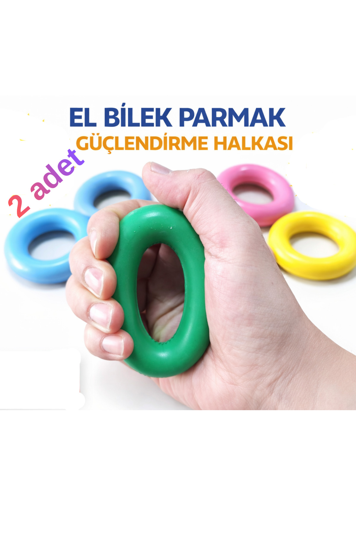 2 Adet Silikon El Bilek Parmak Güçlendirme Aleti El Stres Yayı Egzersizi Lüks Silikon