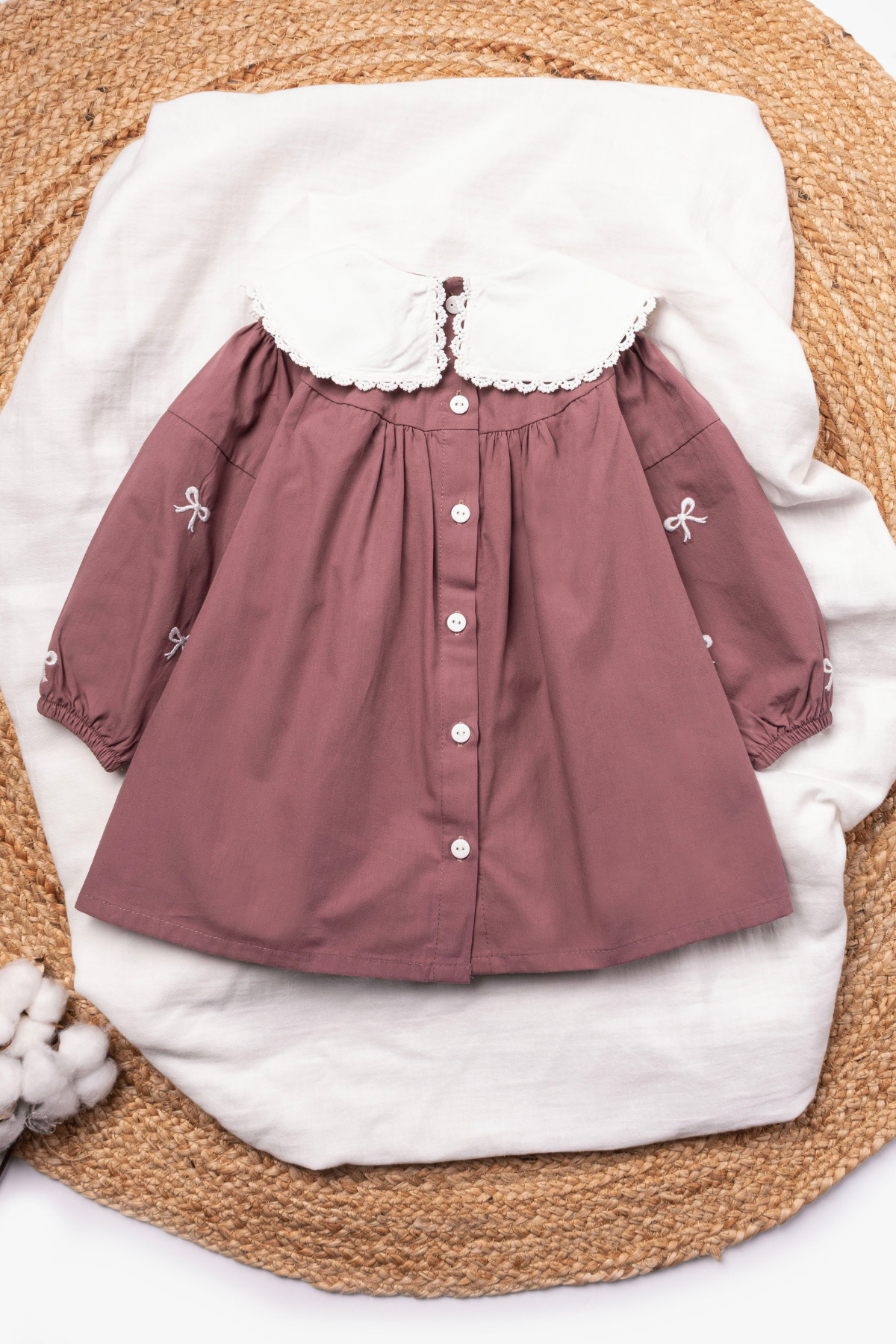 Vauva Nakışlı Elbise Bebek Çocuk Nakışlı Yaka Detaylı Bayramlık Elbise fotoğrafı 2 (önizleme)