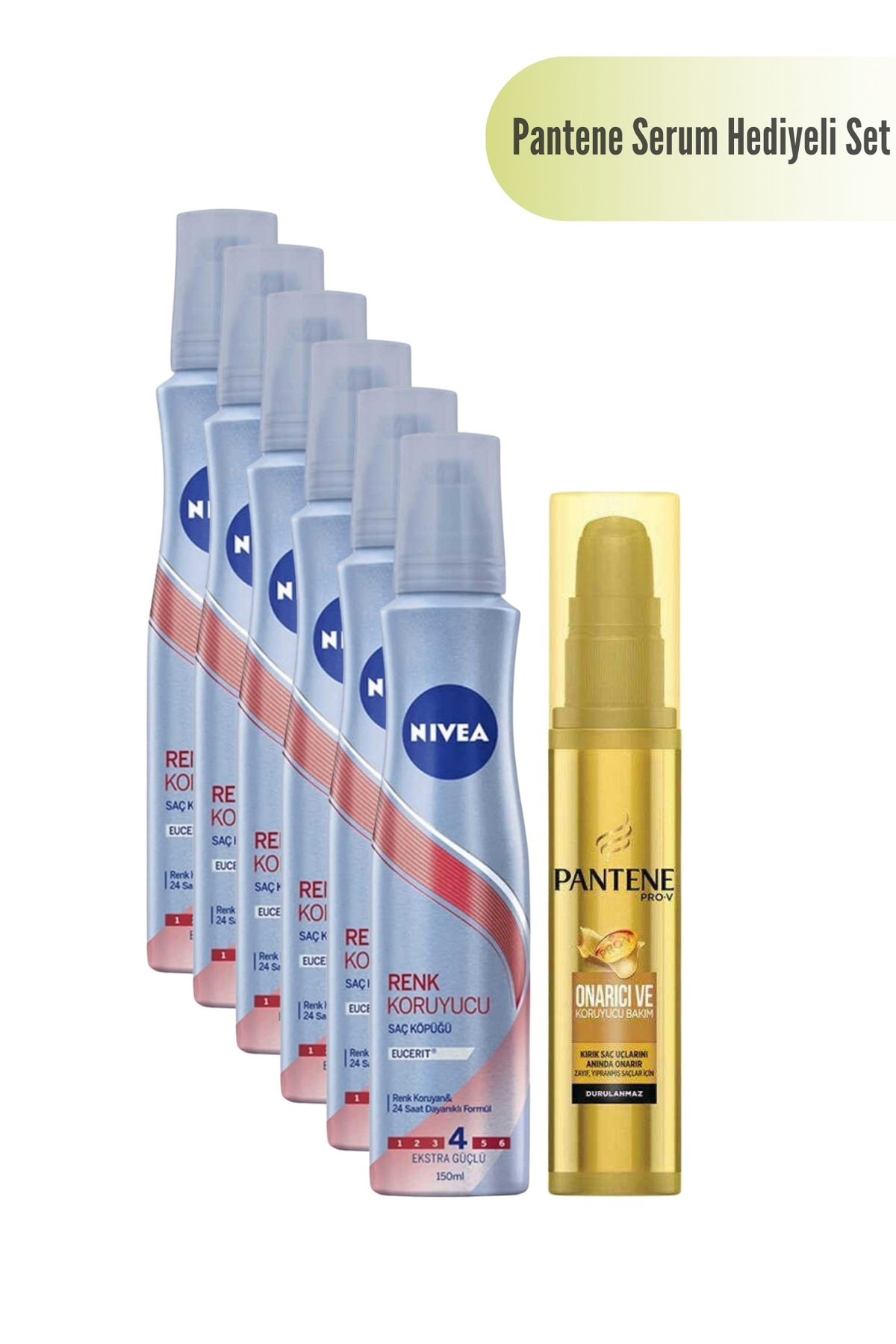 DUY Renk Koruyucu Saç Köpüğü 150 ml Ekstra Güçlü 4 Saç Kremi x6 Adet + Onarıcı ve Koruyucu Bakım Serumu — HB0OSWF80Y