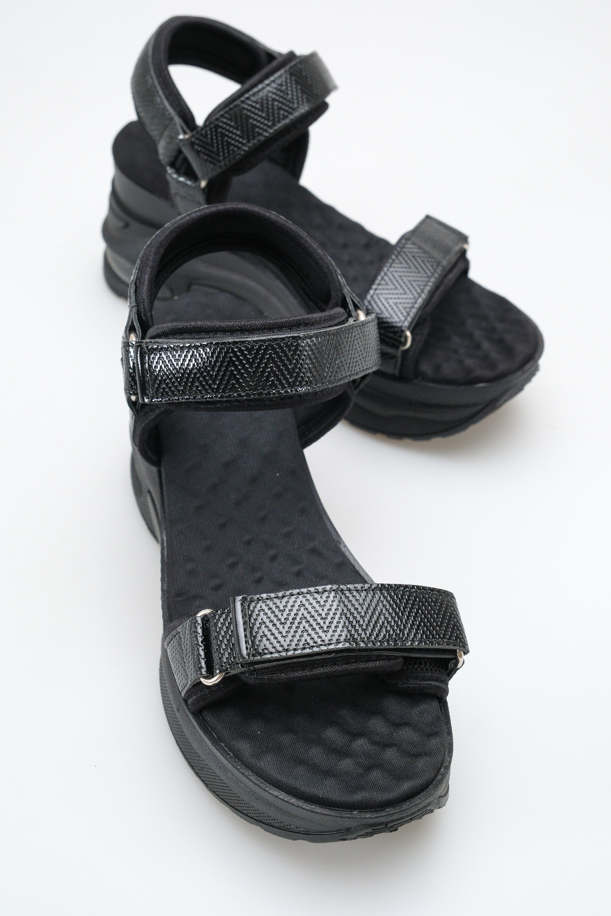 Women's Black Casual Orthopedic Sole Comfortable Ergonomic Lightweight Stylish Velcro Adjustable Buckle Sandals