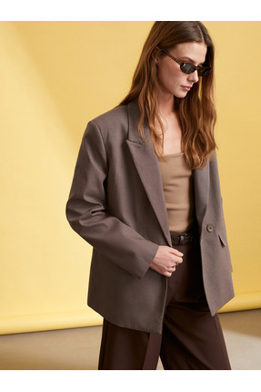 Dilvin 60788 Blazer Ceket-Koyu Vizon