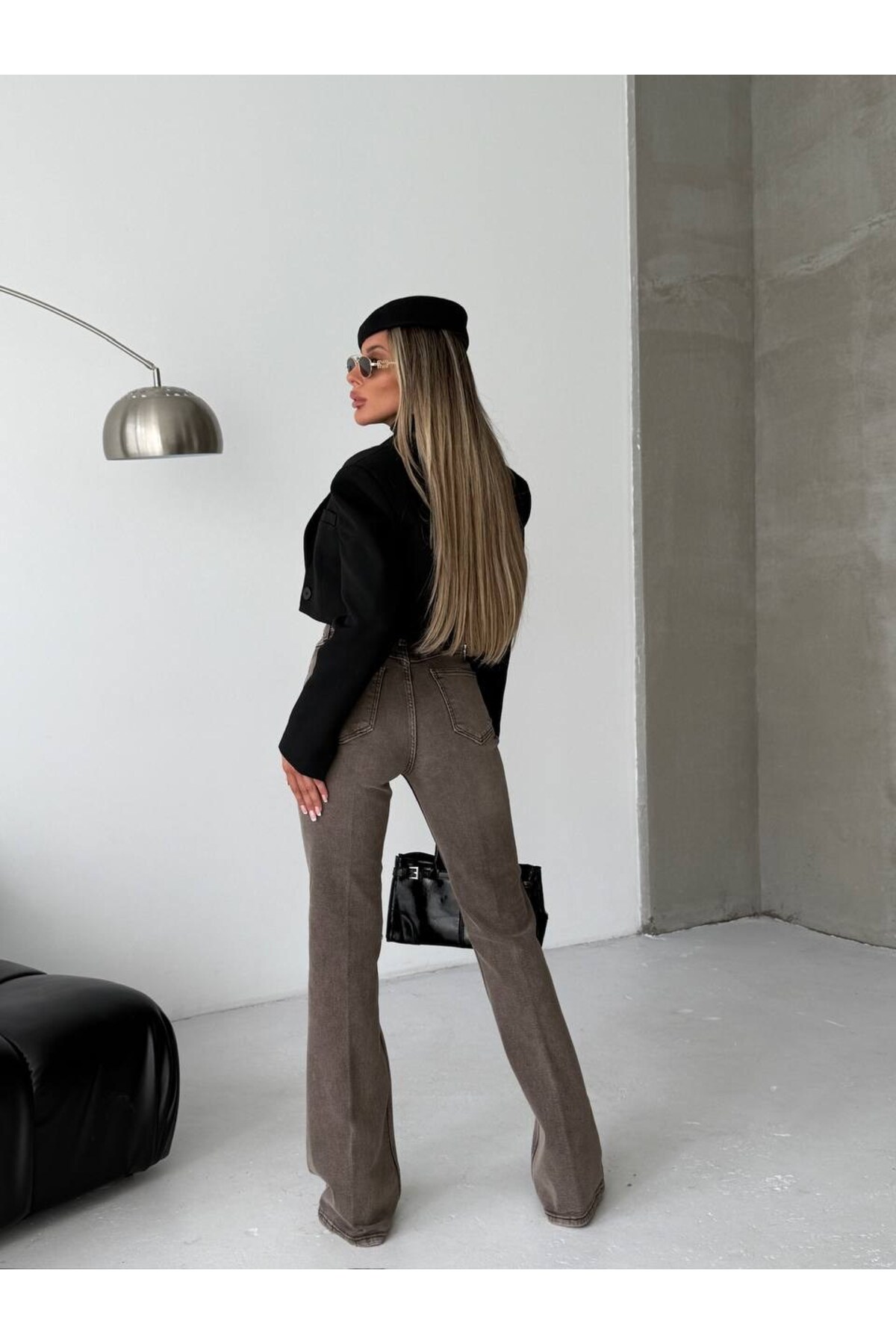 HerTon  Yüksek Bel Bol Paça Jean Pantolon - Görsel 5