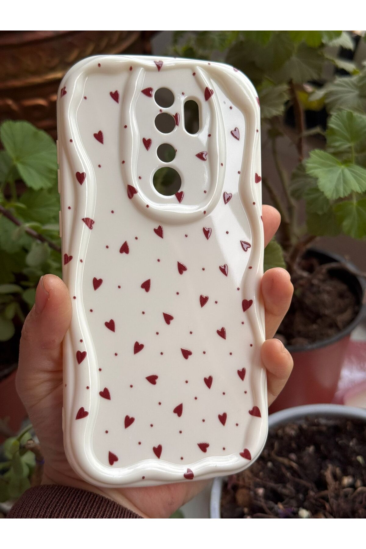 Redmi Note 8Pro Compatible Soft Silicone Case with Red Heart Pattern