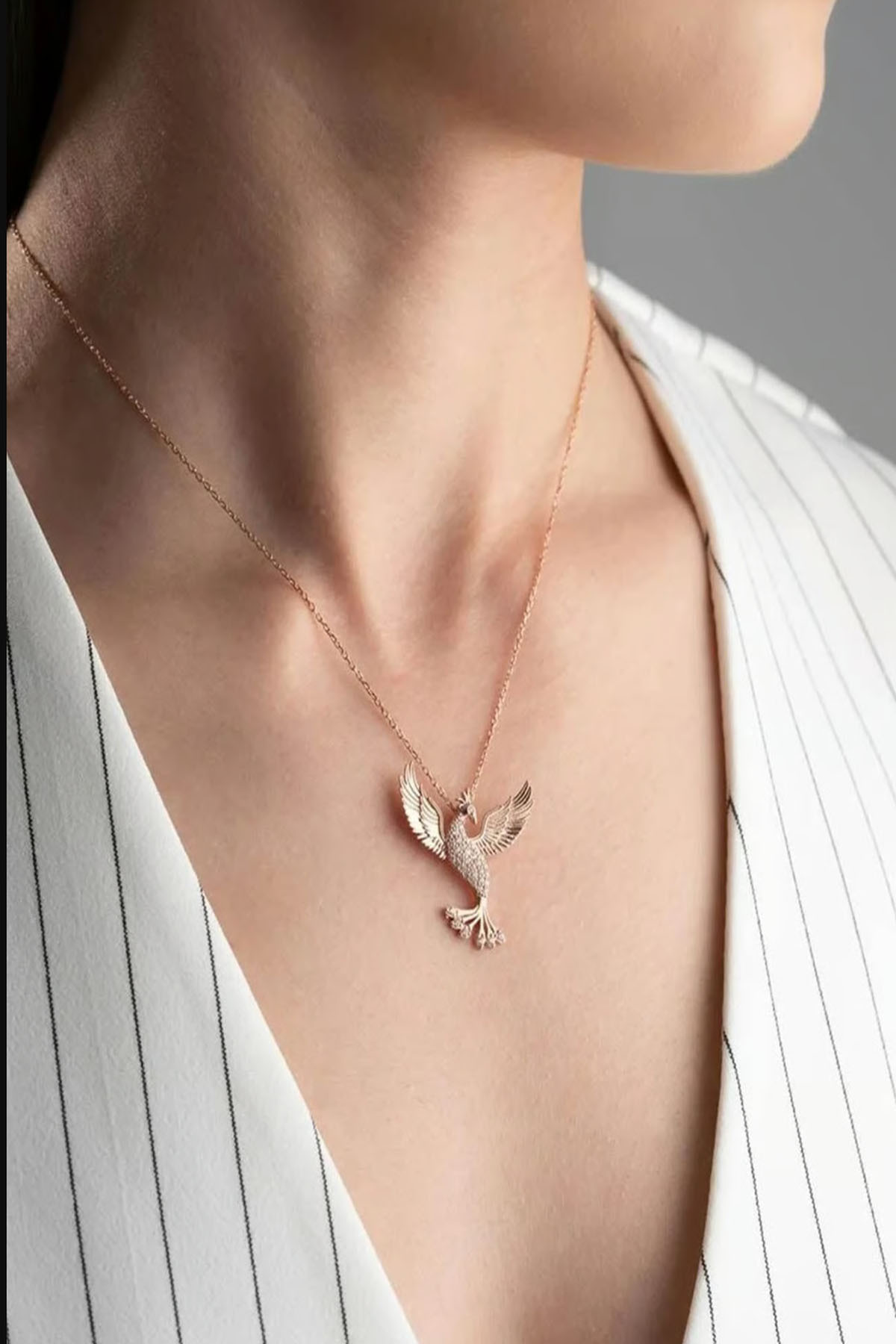 Silvanya Jewelry Işıklı Kutuda 925 Ayar Gümüş Zümrüdü Anka Kuşu Kadın Kolye görsel 5