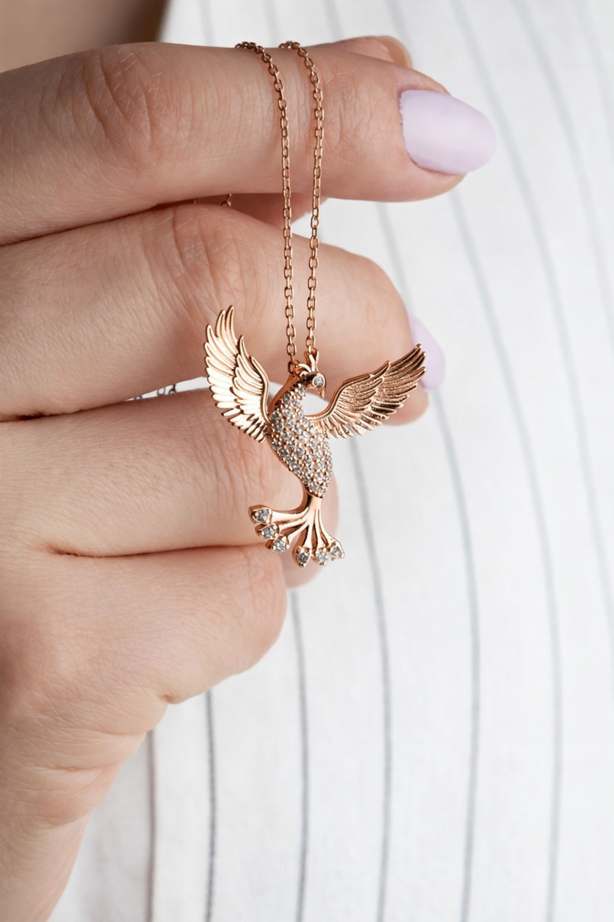 Silvanya Jewelry Işıklı Kutuda 925 Ayar Gümüş Zümrüdü Anka Kuşu Kadın Kolye görsel 3