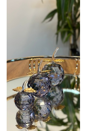Kiri Dekoratif Kristal Cam Üçlü Elma Füme Gold