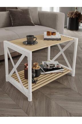 CasaNovi ZENNA Dekoratif Orta Sehpa Beyaz-Ahşap