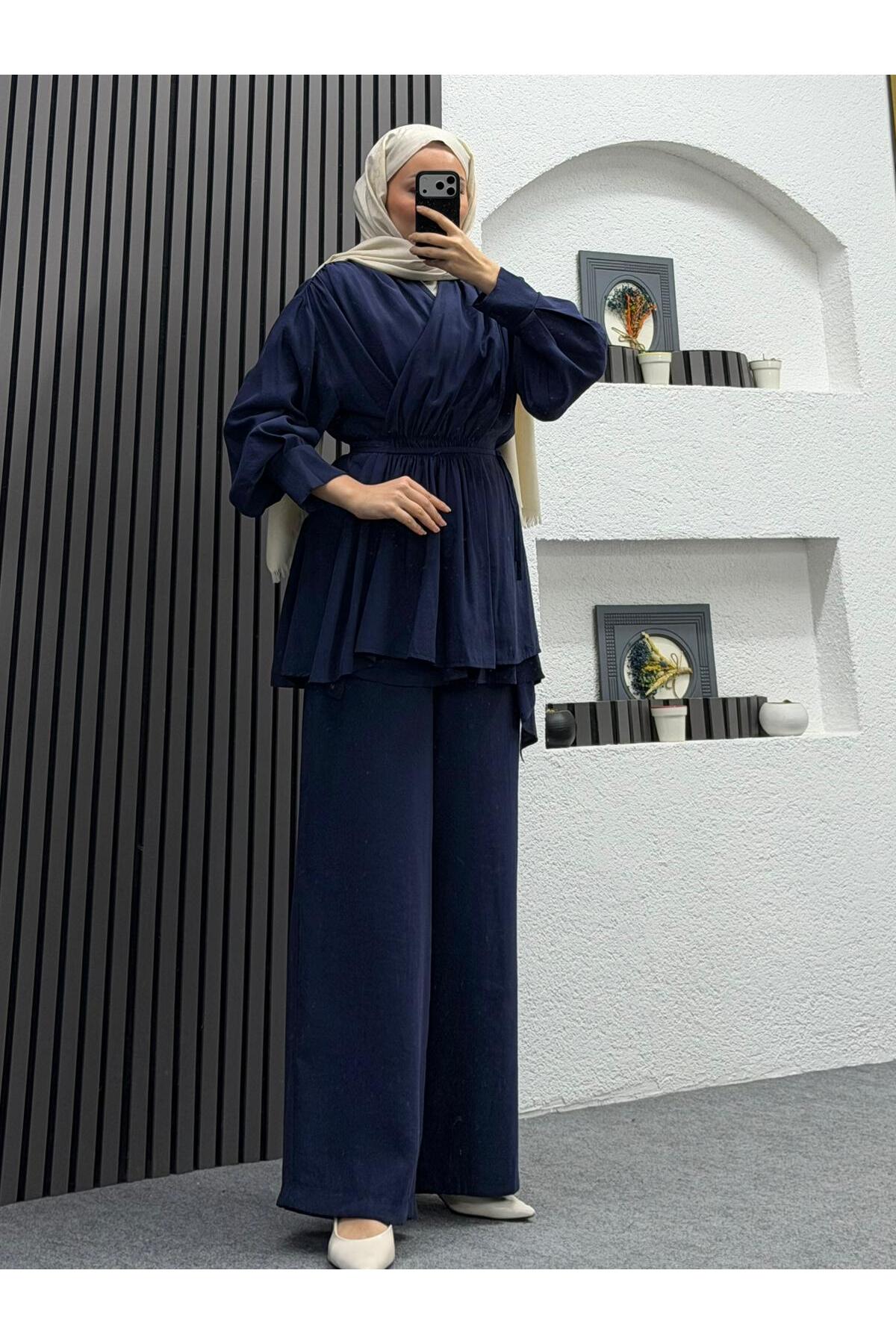 BELİ LASTİKLİ KİMONALI TESETTÜR TAKIM