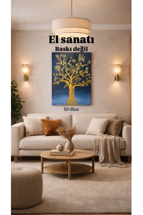 EL YAPIMI Hayat ağacı tablosu/el yapımı/lacivert altın tablo