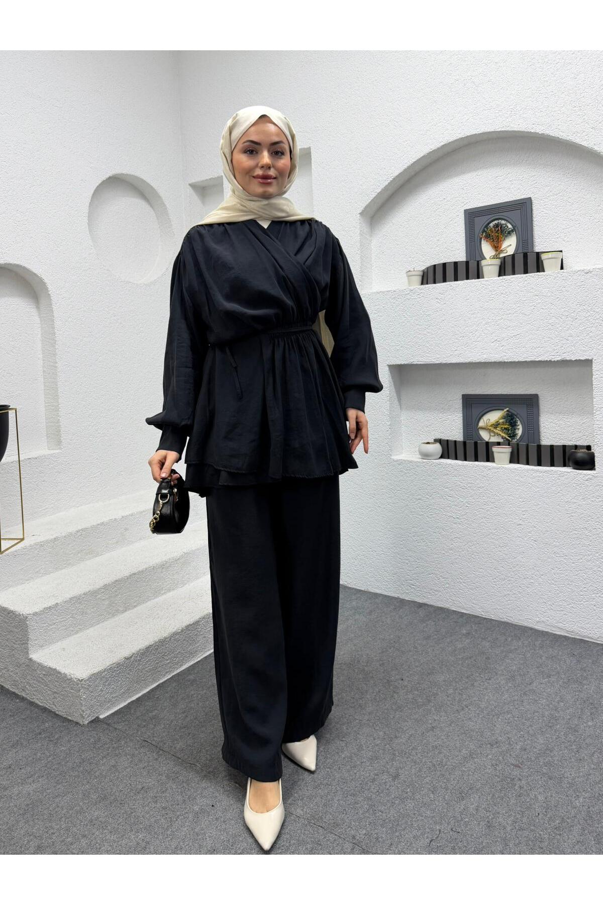 BELİ LASTİKLİ KİMONALI TESETTÜR TAKIM