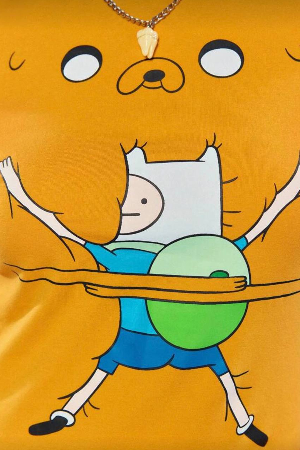 İlayda Toprak  Cartoon Sarı Adventure Time Fin and Jack Y2K Kısa Kollu Crop T-Shirt - Görsel 3