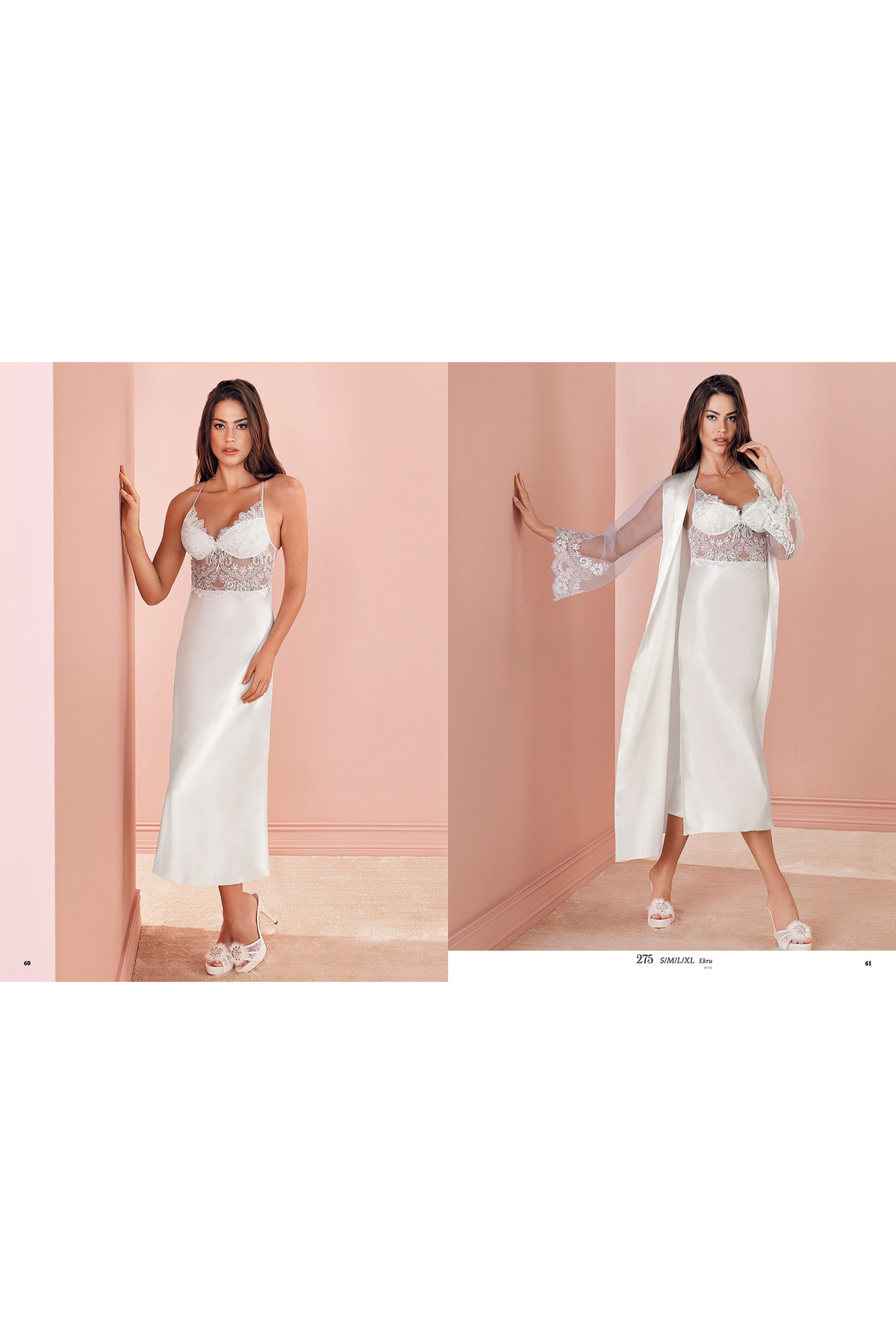 Espuar 275 Kadın Saten Uzun Gecelik Ve Sabahlık Takımı