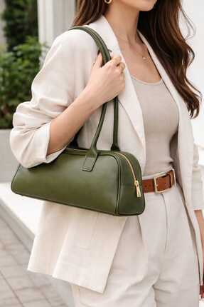 Elan Kadın Çanta - Retro Model - El ve Omuz Çantası - Haki