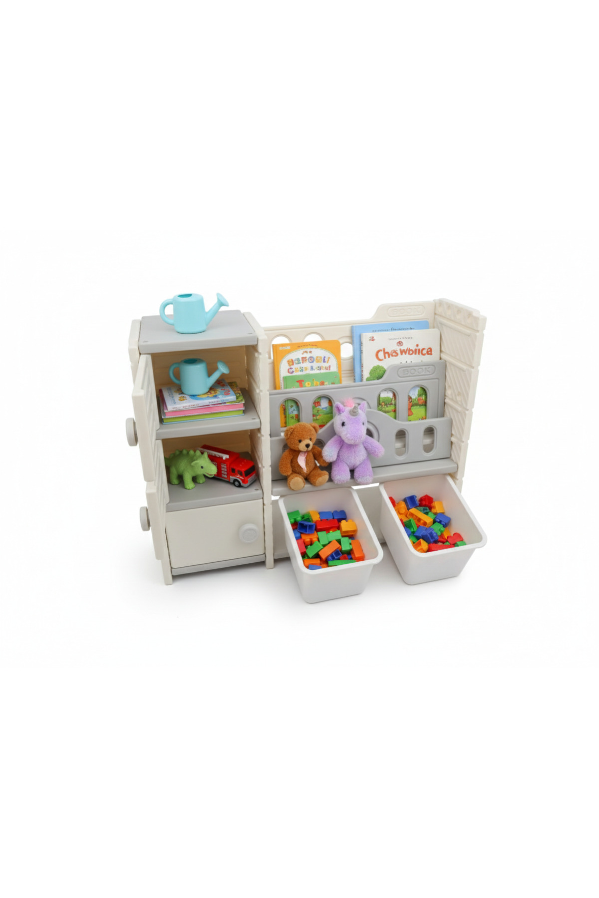 کتابخانه Montessori MontiCastle برای کودکان و organizer بزرگ برای اسباب بازی