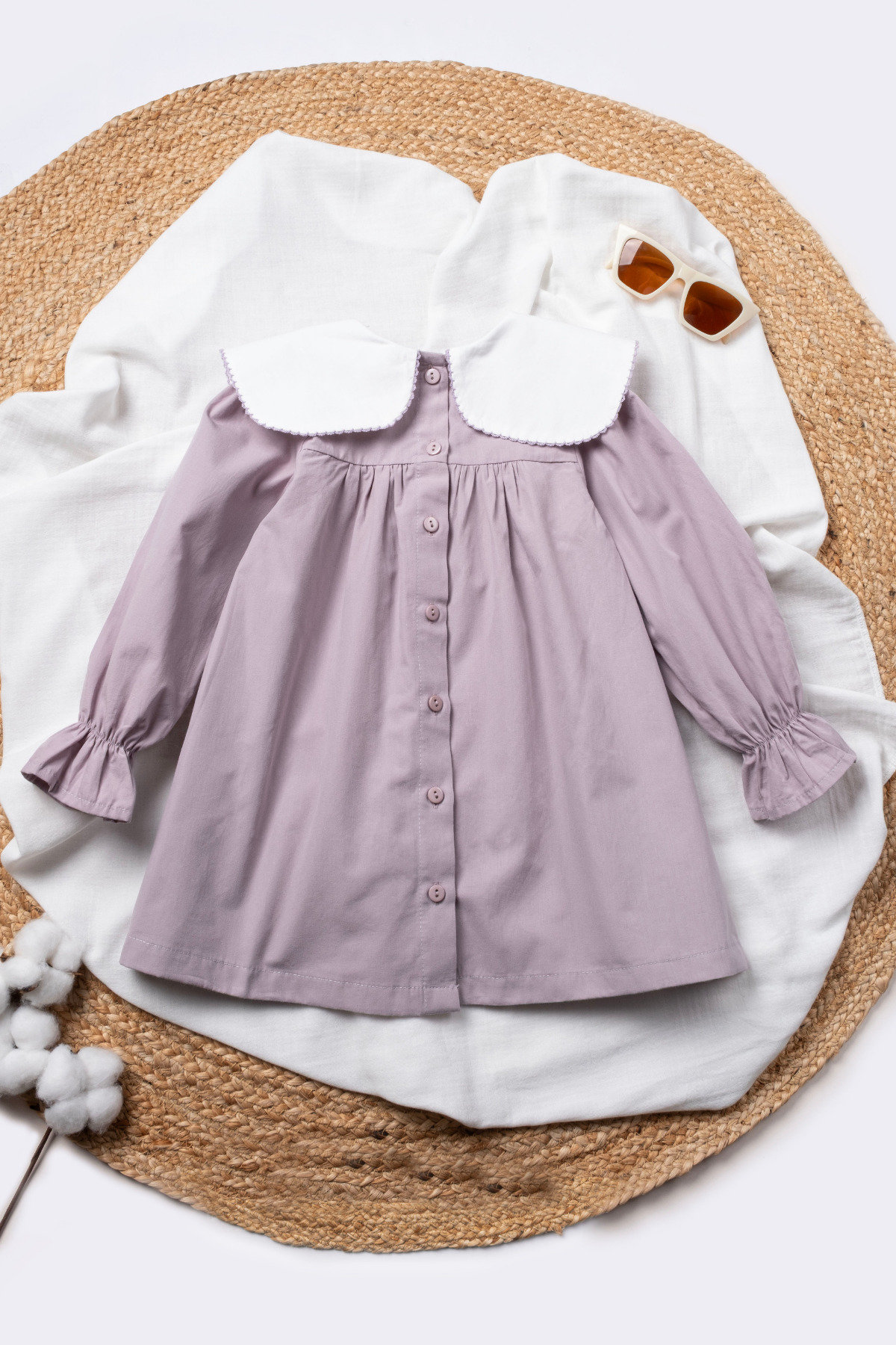 Vauva Nakışlı Elbise Kız Çocuk Yakalı Nakış Detaylı Bayramlık Elbise fotoğrafı 2 (önizleme)