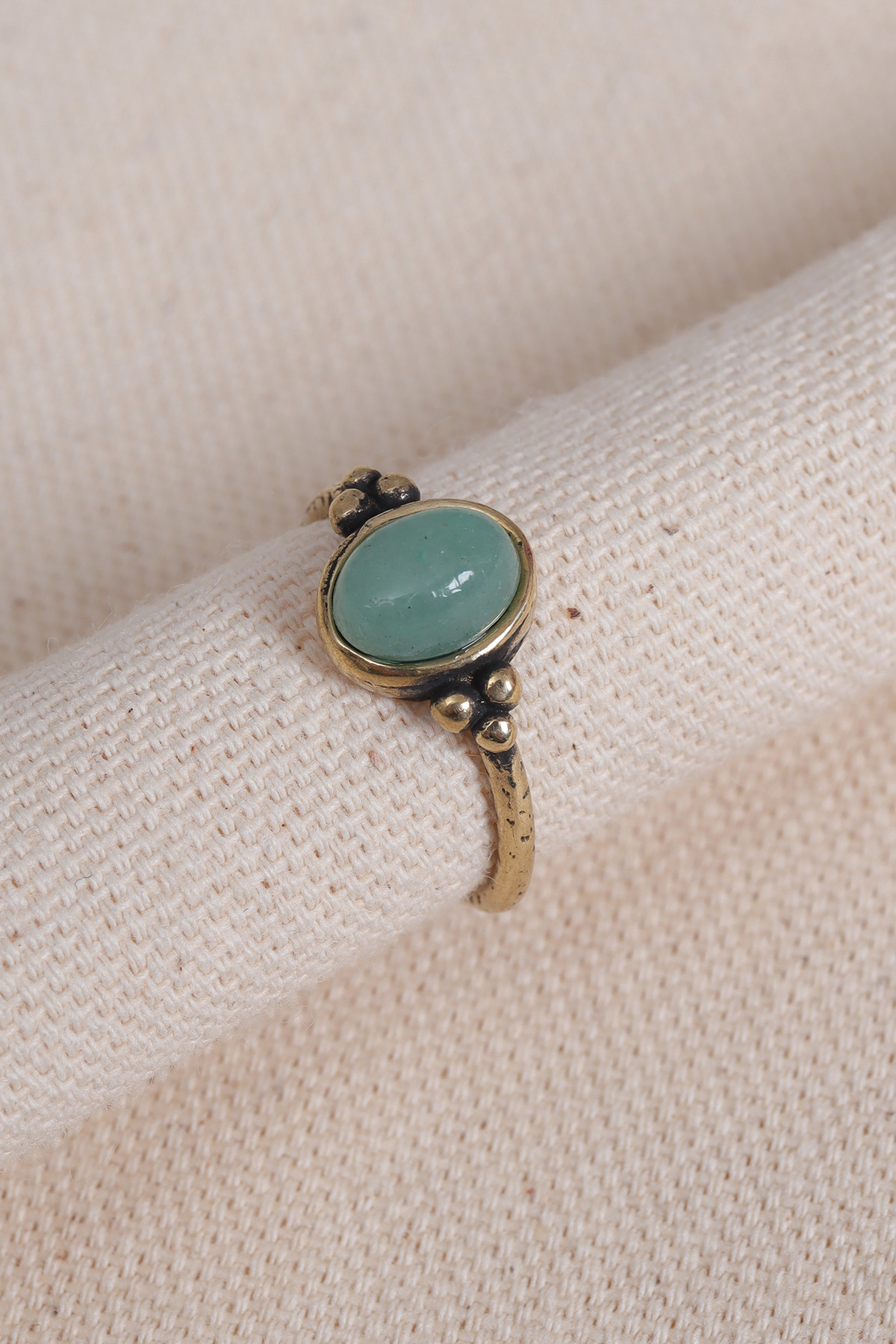 Adjustable Oval Authentic Ring with Aventurine Gemstone