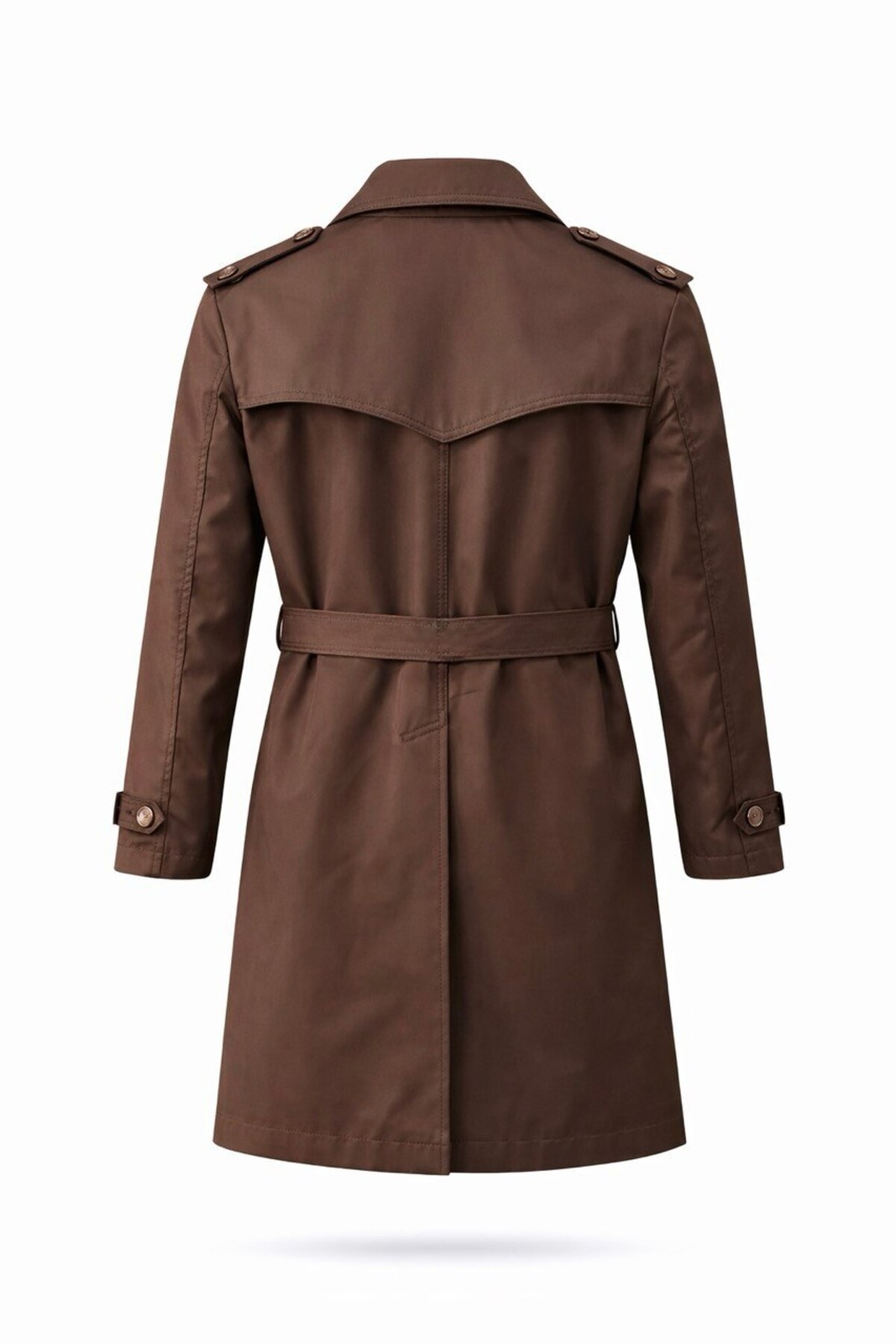 BASEL.CO  Erkek Premium Kuşaklı Kahve Trençkot - Tok Duruşlu ve İtalyan Kesim (100cm) - Görsel 2