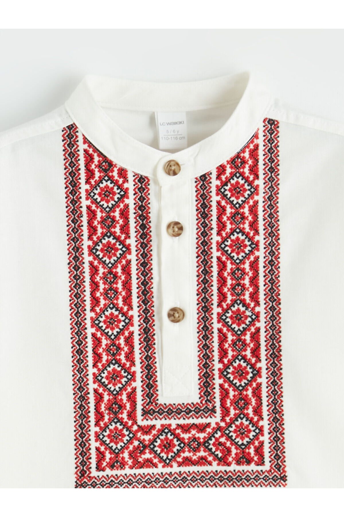 LC Waikiki Elsiva Collection Ekru Hakim Yaka Erkek Bebek Nakışlı Poplin Gömlek fotoğrafı 2 (önizleme)