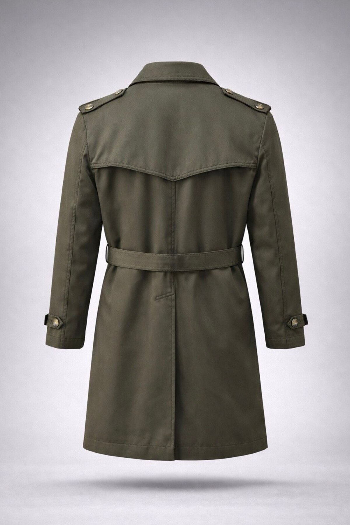 BASEL.CO  Erkek Premium Kuşaklı Haki Trençkot - Tok Duruşlu ve İtalyan Kesim (100cm) - Görsel 2