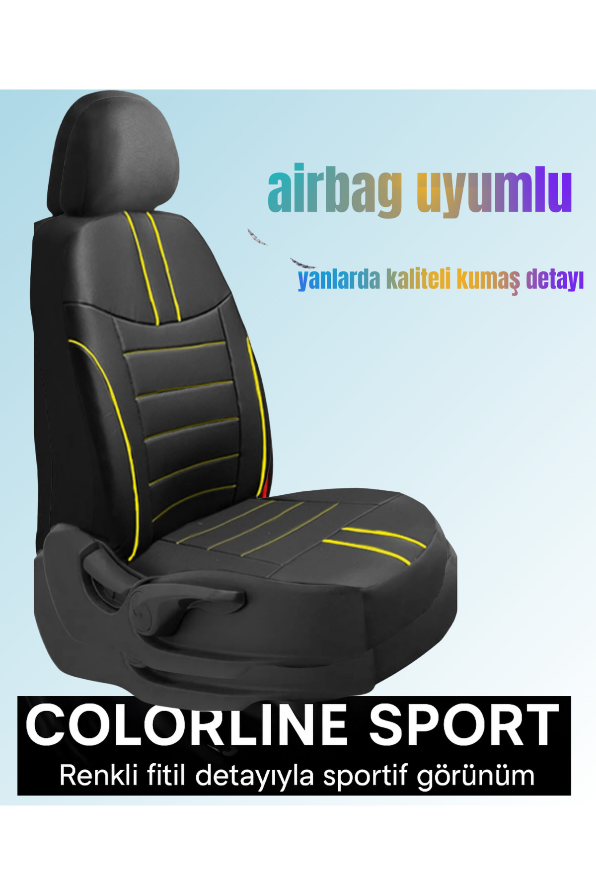 Jeep Renegade 2014–2024 Colorline Sport Serisi Deri Siyah Sarı Koltuk Kılıfı — alternatif görsel