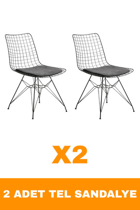Lunera Mobilya 2 Adet Modernismo Tel Sandalye İç Mekan,Balkon,Yemek Masası Sa...