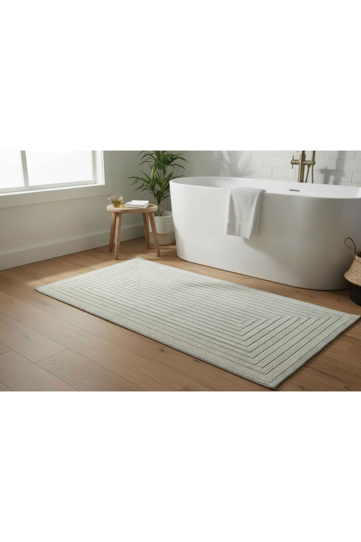 NikAr Home Pamuklu Kaymaz Taban Dikdörtgen Banyo Paspası – Yüksek Emici ...