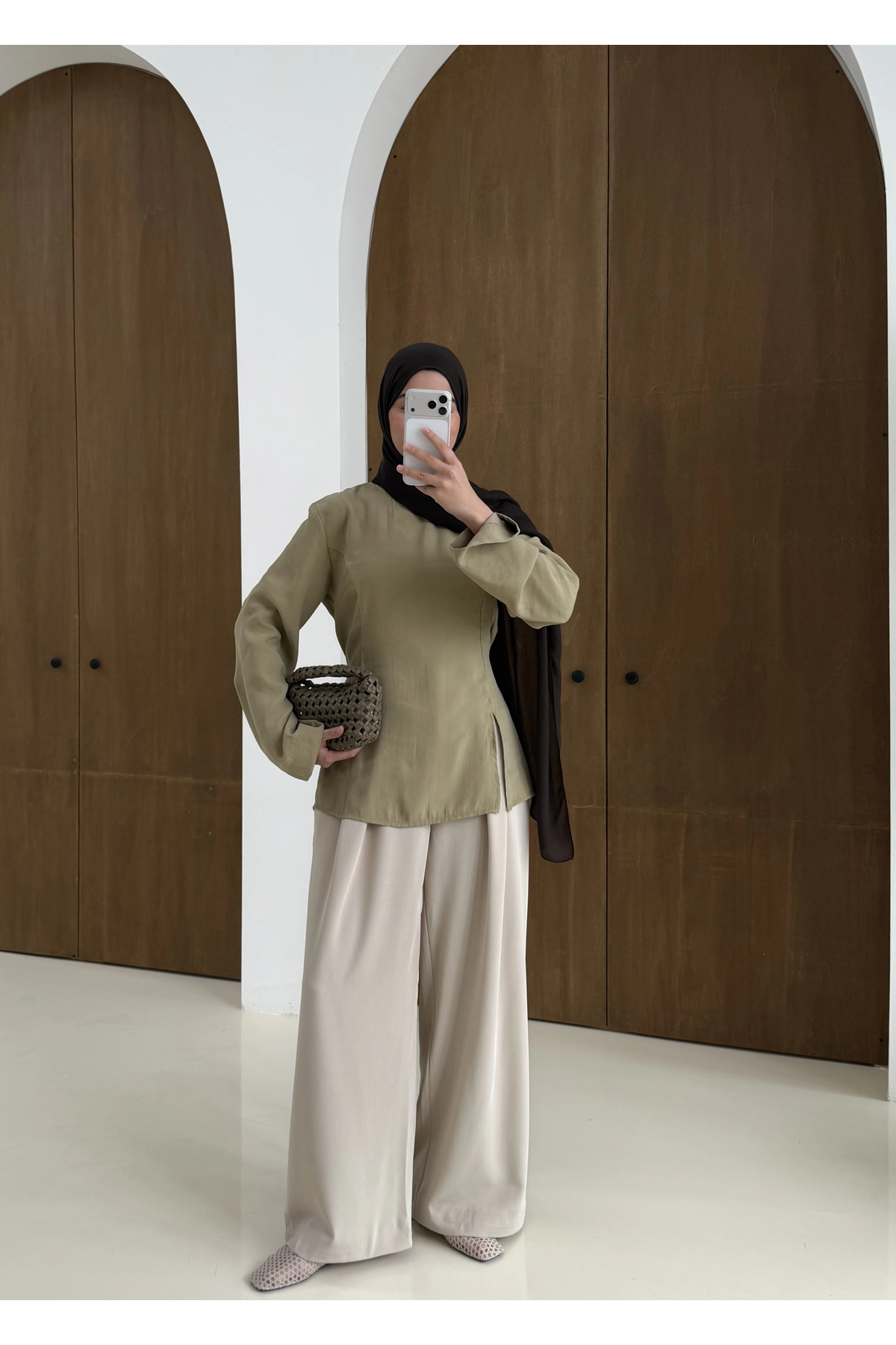 MODA AKSA  2019 YIRTMAÇLI BLUZ YEŞİL - Görsel 3