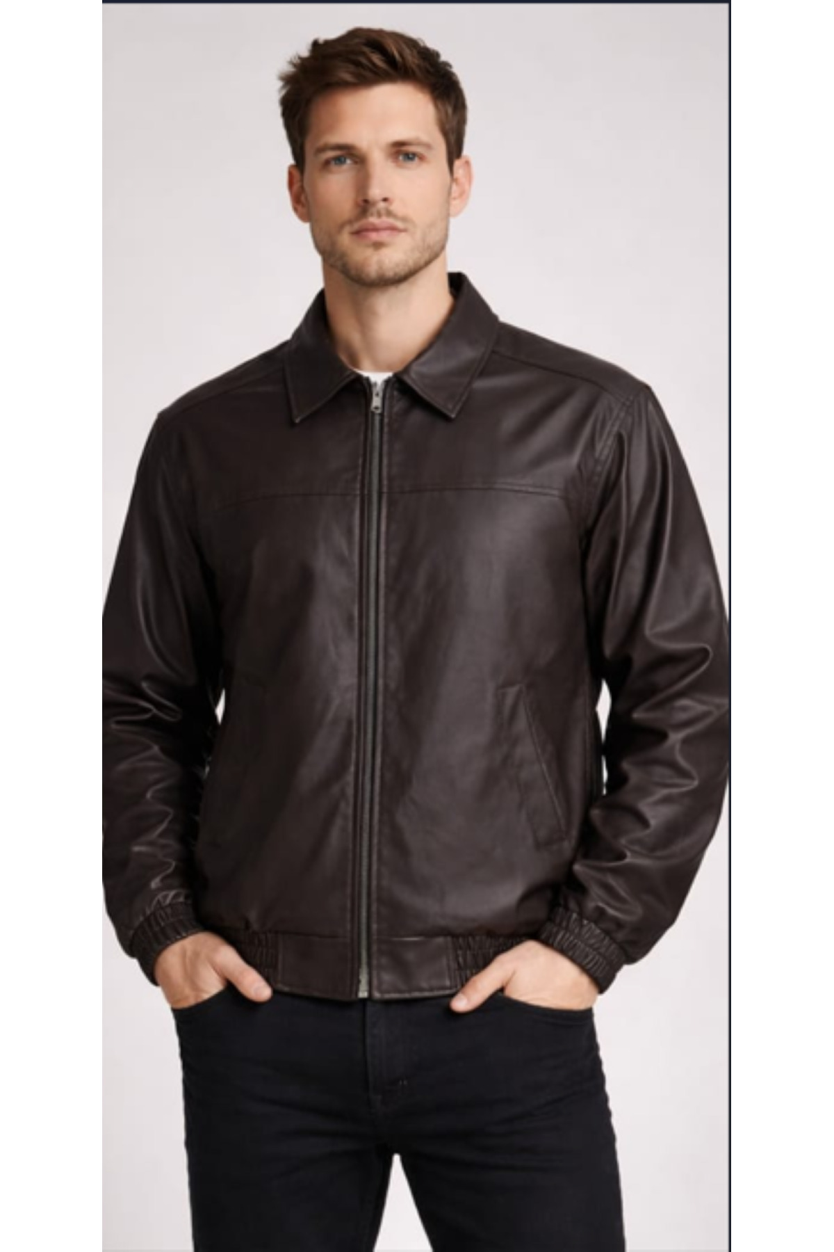 Rowsmen  Oversize Erkek KAHVERENGİ Deri Ceket - Görsel 5