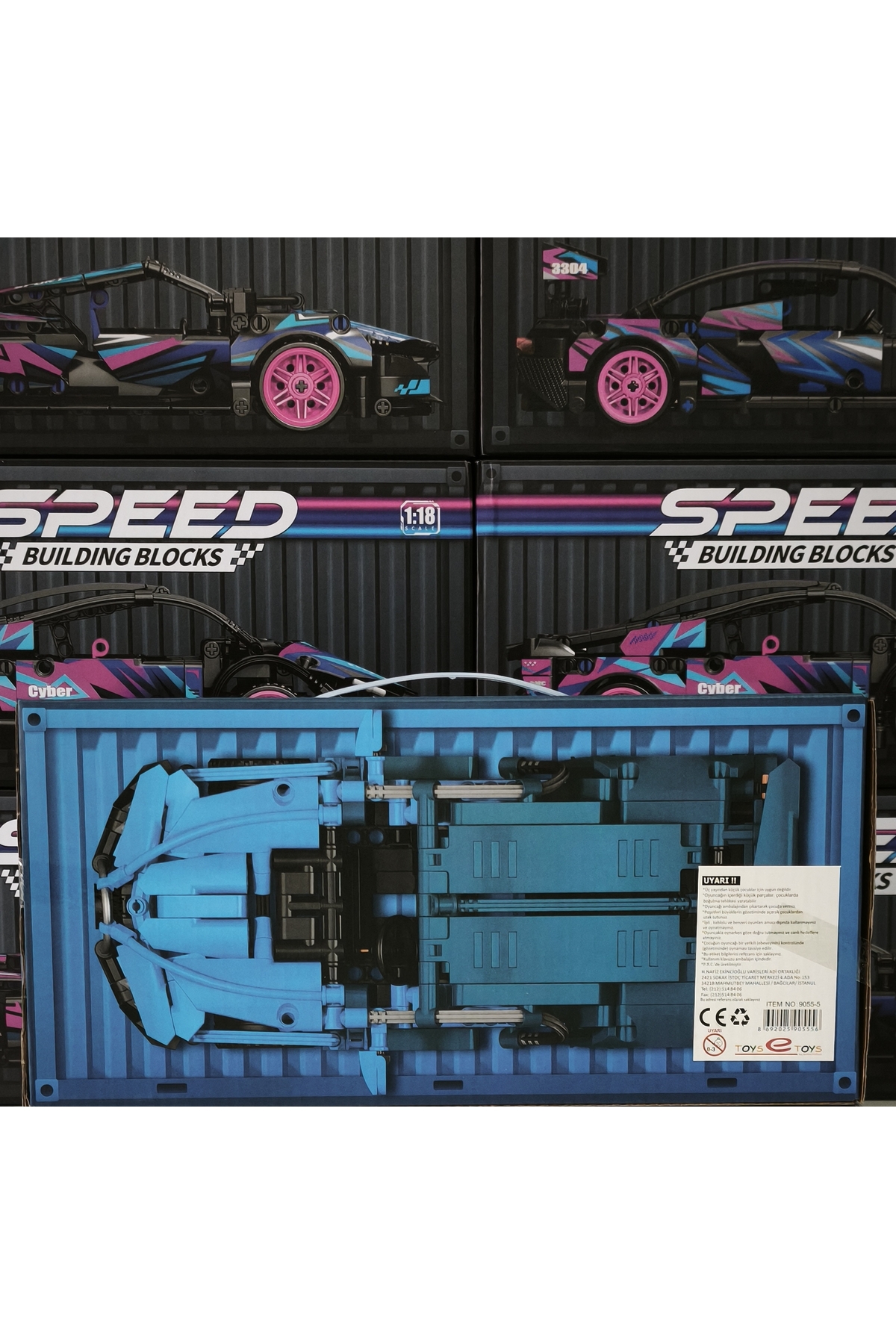 SPEED Building Blocks 1:18 Ölçekli Çek-Bırak Mavi Yarış Arabası