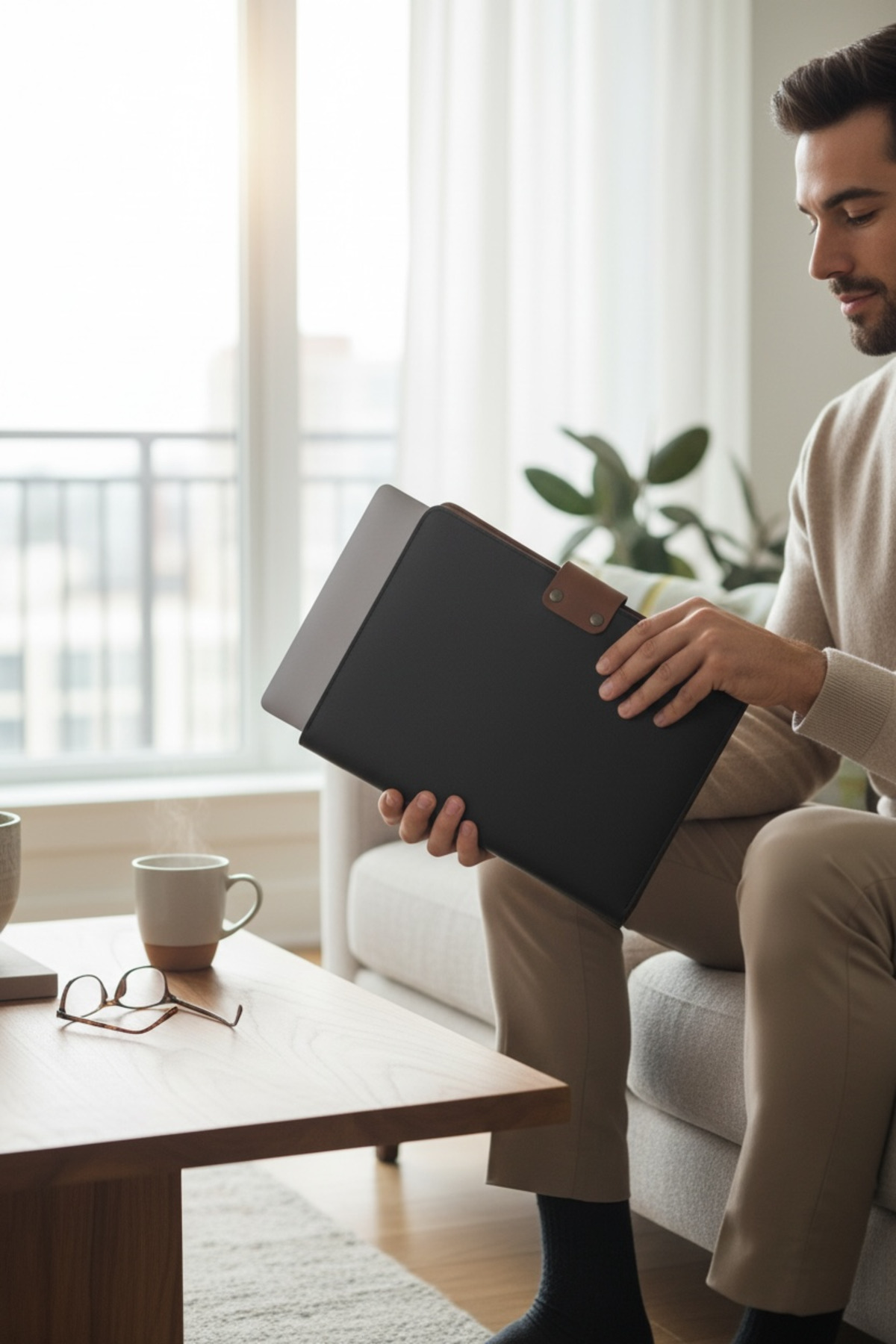 KAFFAA  İpad - MacBook - Kılıfı - Çantası - 13-14 inç - Organizer - Görsel 5