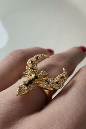 Lumiva accessories LUMİVA Anka Kuşu Gold Zirkon Taşlı Ayarlanabilir Yüzük