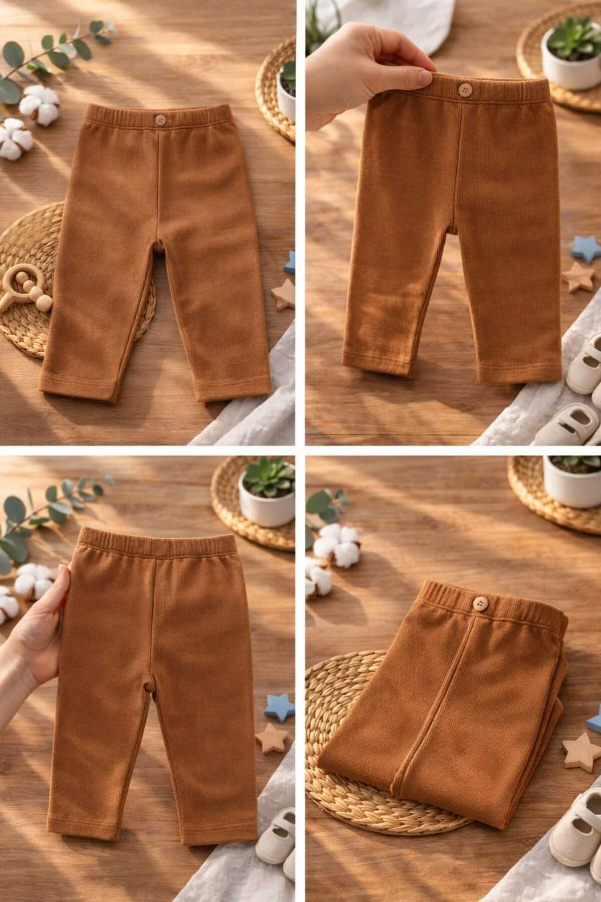 Nimini Kids %100 Pamuklu Düğme Detaylı Fitilli Bebek Tayt fotoğrafı 2 (önizleme)