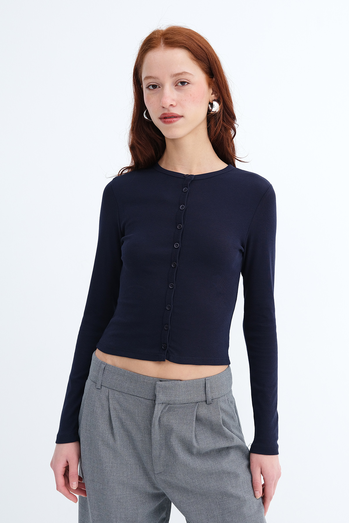 Addax  Düğmeli Uzun Kollu Hırka H12302 - Görsel 5