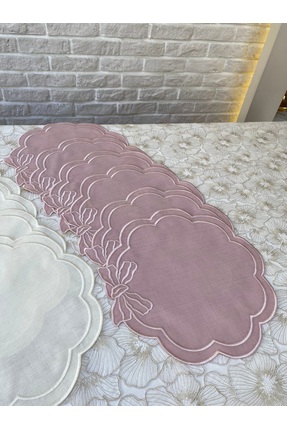 ELORA MAISON 2’li Belle Amerikan Servis, Nakışlı Keten Servis