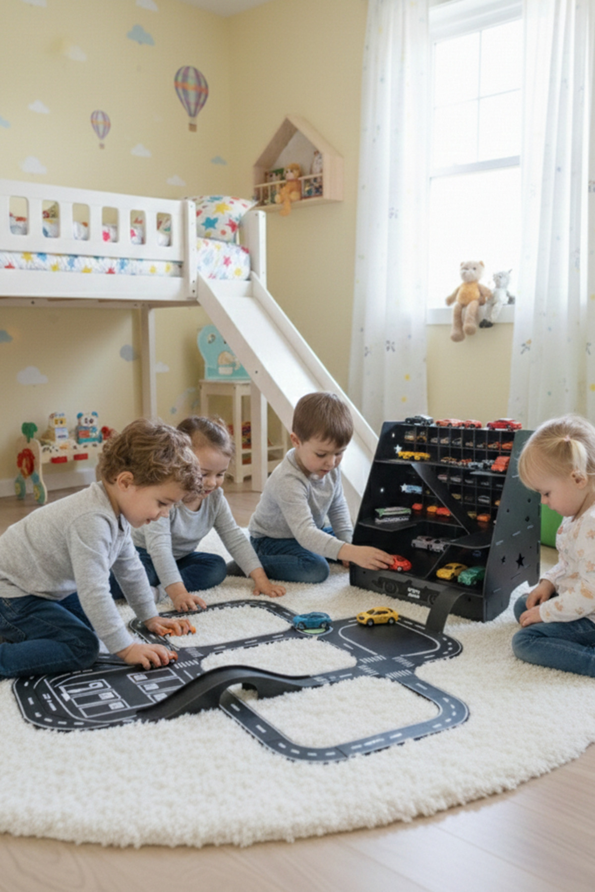 kutuTR Ahşap Oyuncak Araba Garajı ve Yarış Parkuru Seti – Kişiselleştirilebilir İsimlik Hediyeli fotoğrafı 3 (önizleme)