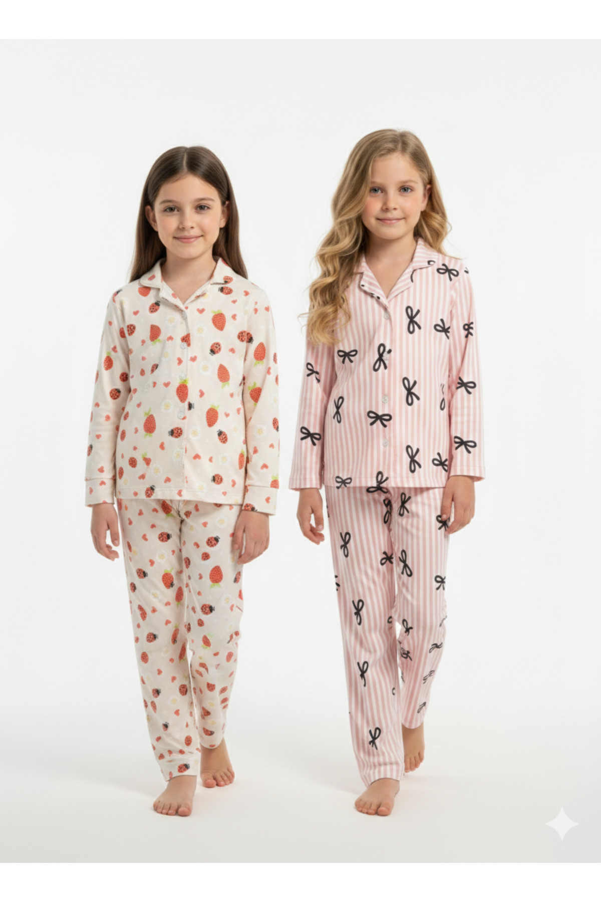 DANBİ Kız Çocuk 4,5,6,7,8,9,10,11 Yaş Mevsimlik Pijama Takımı 2'li Set fotoğrafı 3 (önizleme)