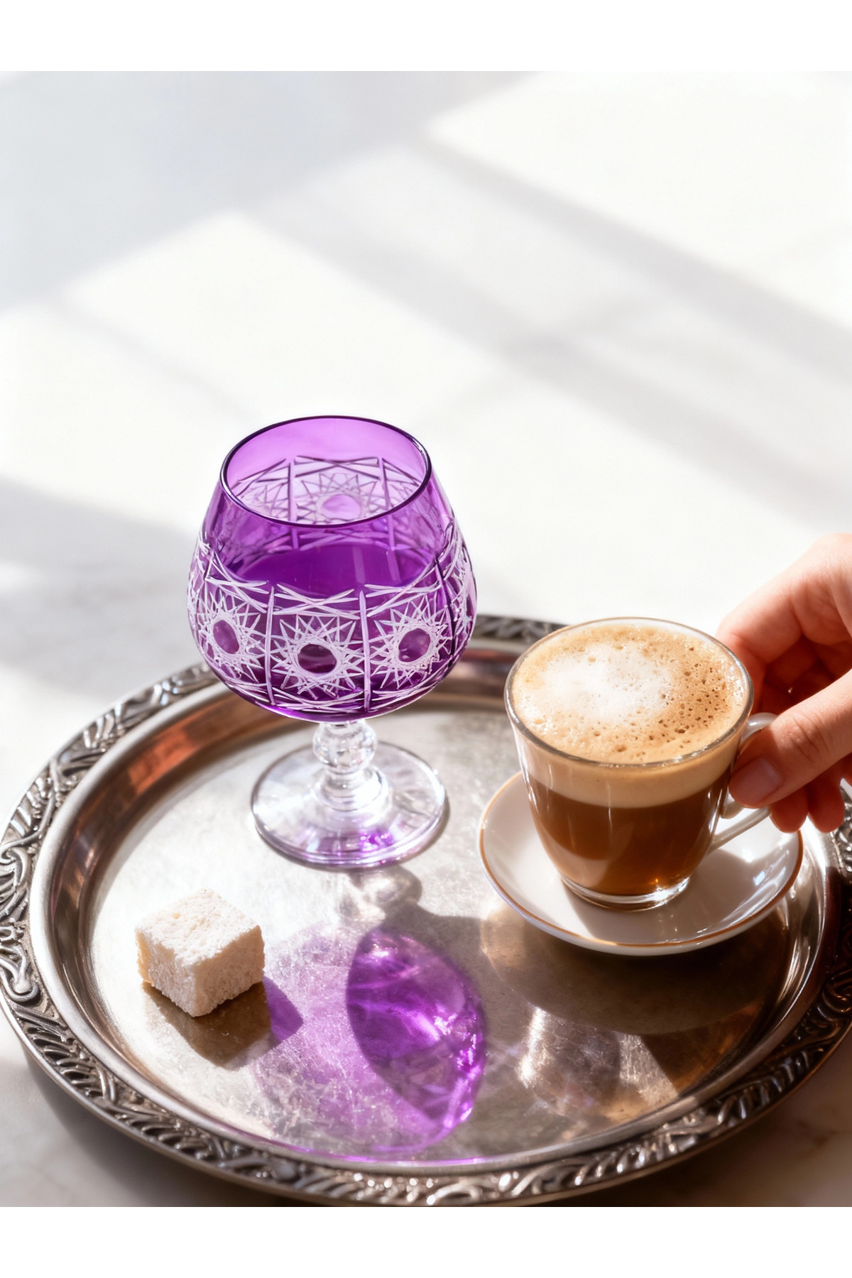 Margerie Pavo Bohemia Crystal Hand-Cut Flamboyant Coffee-Side Water Glass 250cc