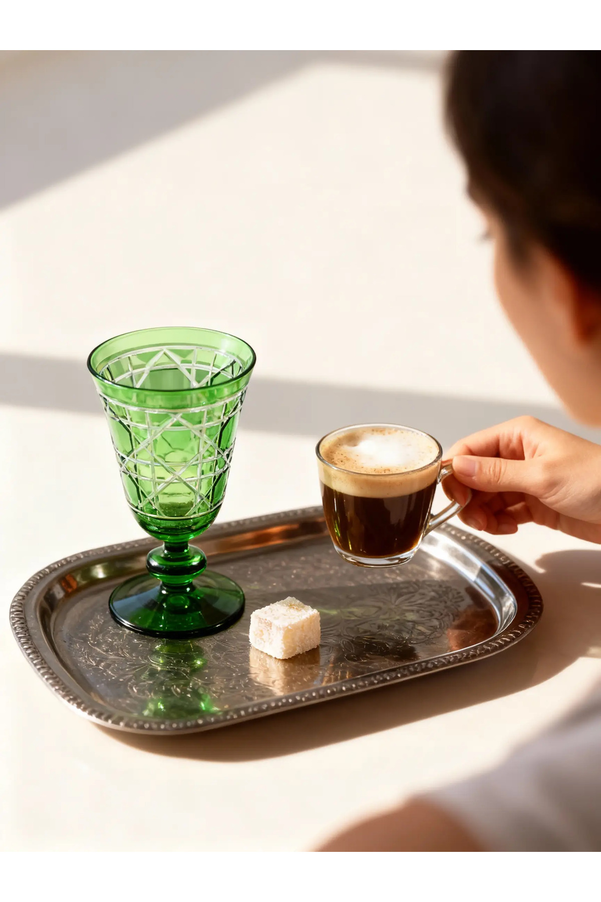 Margerie Gloria Hand Cutting Crystal Glass 200cc | Coffee Side Water Glass & Water Glass