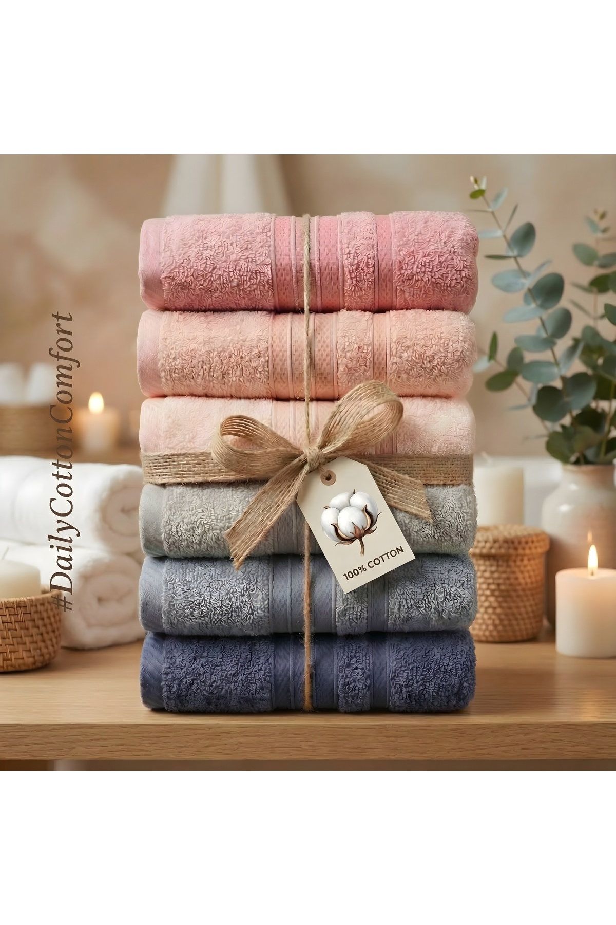 SHome 100% pamuk Premium set od 6 komada za miraz i svakodnevne peškire 50x90...