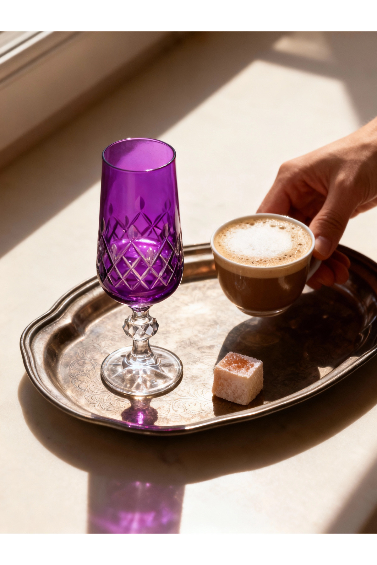 Margerie Aria Bohemia Crystal Hand-Cut Coffee-Side Water Glass 180cc | Flute Glass