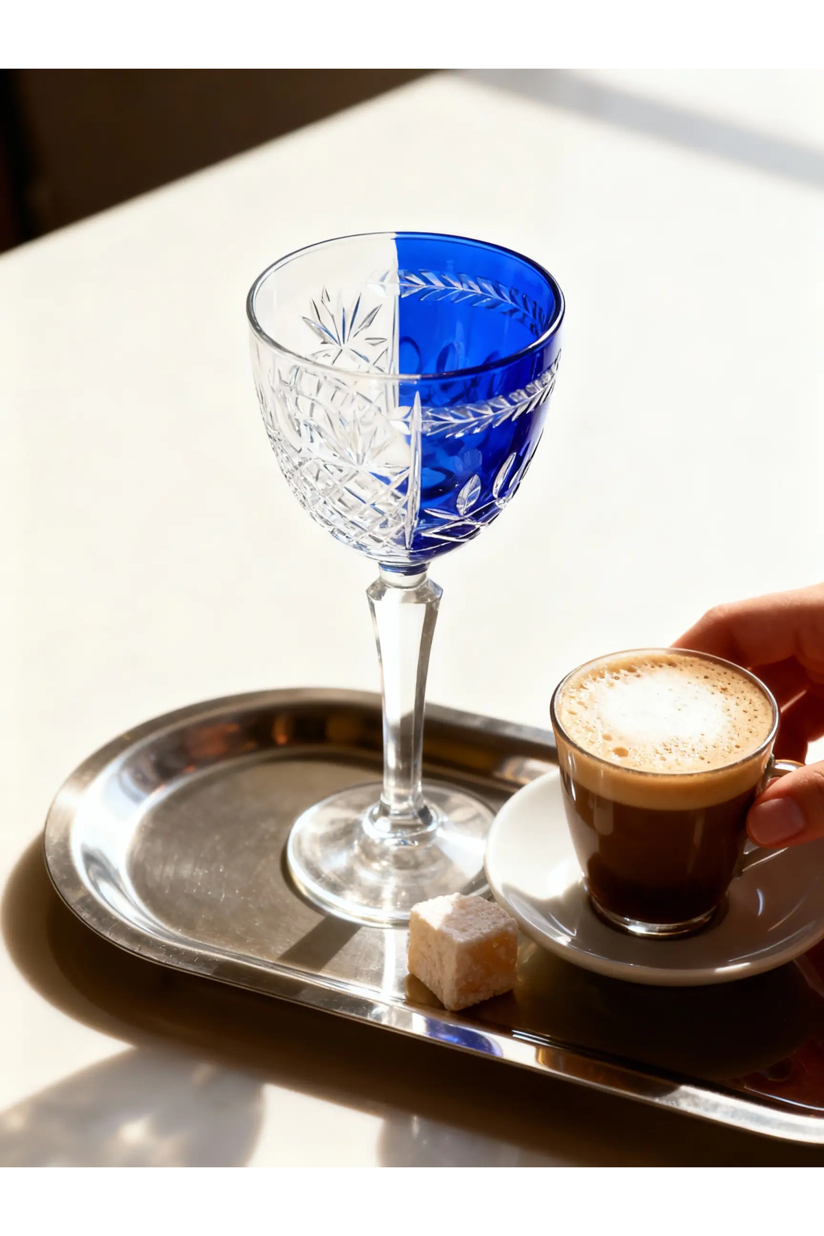 Margerie Aurel Hybrid Vintage Hand-Cut Antique Crystal Goblet 165cc | Coffee-Side Water