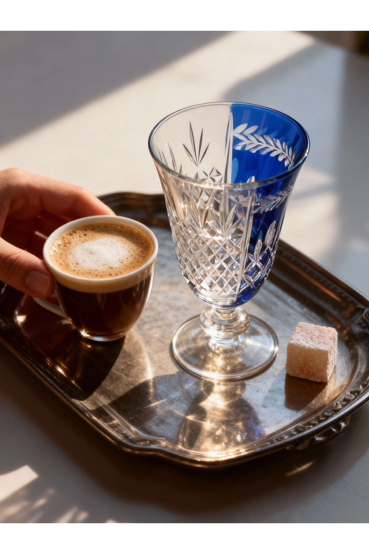 Margerie Aurel Hybrid Hand-Cut Glass 200cc | Water & Coffee Side Glass