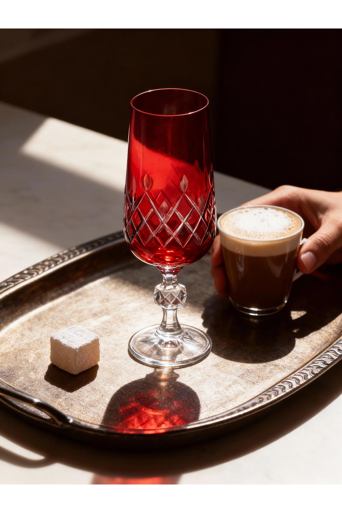 Margerie Aria Bohemia Crystal Hand-Cut Coffee-Side Water Glass 180cc | Flute Glass